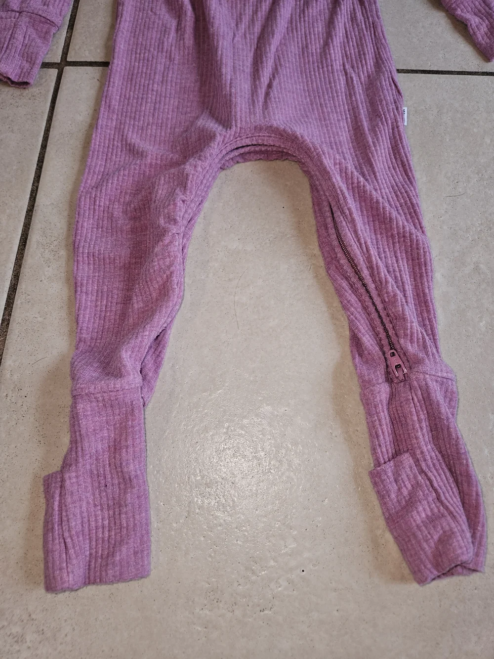 Little Sleepies Mauve Ribbed Long-Sleeve One-Piece Pajama